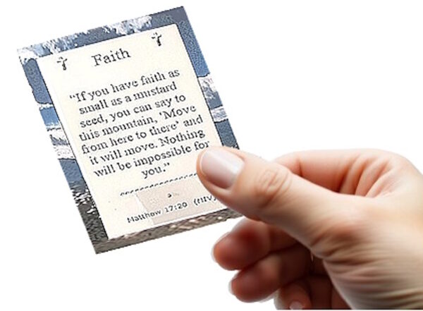 25 Christian Mustard Seed Faith Cards, Handmade, Mountain Moving Blue Faith Card, Matthew 17 Scripture Card, Expect Miracles Faith - Image 5
