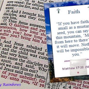 25 Christian Mustard Seed Faith Cards, Handmade, Mountain Moving Blue Faith Card, Matthew 17 Scripture Card, Expect Miracles Faith