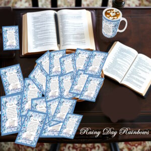 100 Mustard Seed Faith Blue Floral Faith Cards, Handmade, Mustard Seed Parable Matthew 17, Mustard Seed