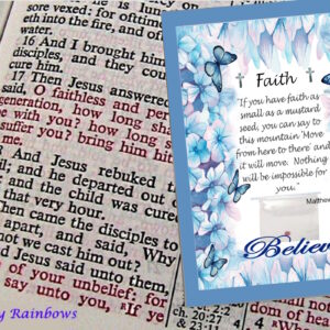 25 Mustard Seed Faith Blue Floral Faith Cards, Handmade, Mustard Seed Parable Matthew 17, Mustard Seed Faith Cards and Gift Card Included