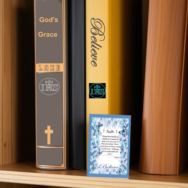 100 Mustard Seed Faith Blue Floral Faith Cards, Handmade, Mustard Seed Parable Matthew 17, Mustard Seed - Image 2