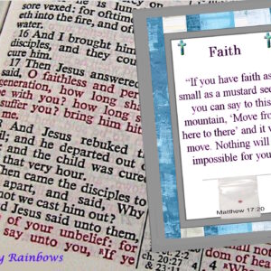 25 Mustard Seed Blue and Grey Striped Faith Cards, Handmade, Matthew 17:20, If you have faith as small as a mustard seed cards