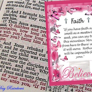 25 Mustard Seed Faith Pink Floral with Butterflies Faith Cards, Handmade, Mustard Seed Parable Matthew 17, Matching Gift Card Included