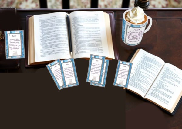 50 Mustard Seed Blue and Grey Striped Faith Cards, Handmade, Matthew 17:20, If you have faith as small as a mustard seed cards - Image 7