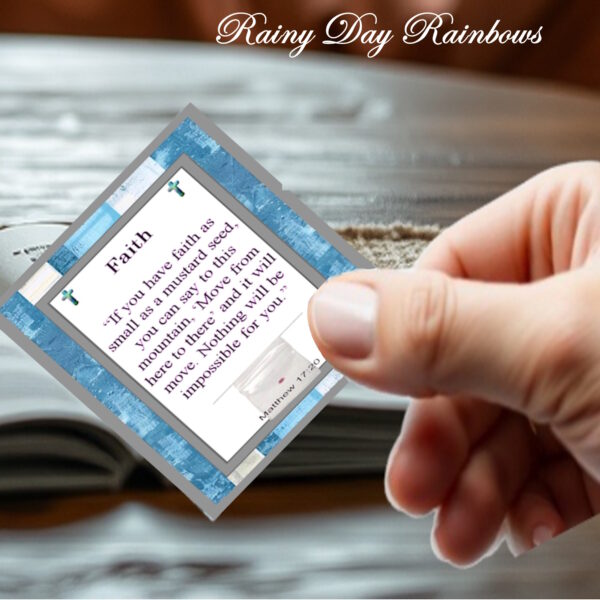 50 Mustard Seed Blue and Grey Striped Faith Cards, Handmade, Matthew 17:20, If you have faith as small as a mustard seed cards - Image 2