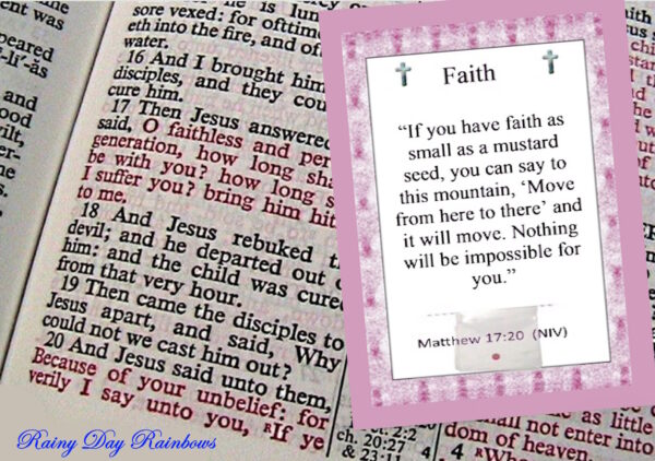 100 Faith As Small As A Mustard Seed Cards for Spring, Mountain Moving Faith, Handmade, Mustard Seed Parable Matthew 17:20, Expect Miracles